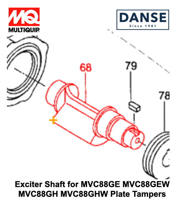 Exciter Shaft for MVC88GE MVC88GEW MVC88GH MVC88GHW Plate Tampers by Multiquip Mikasa 416338890