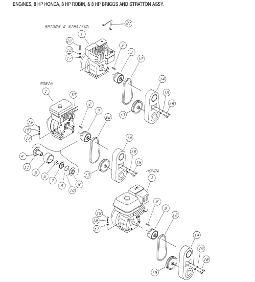 BA-Series Enigine,Honda,Robin,Briggs & Stratton. Parts by Multiquip Whiteman