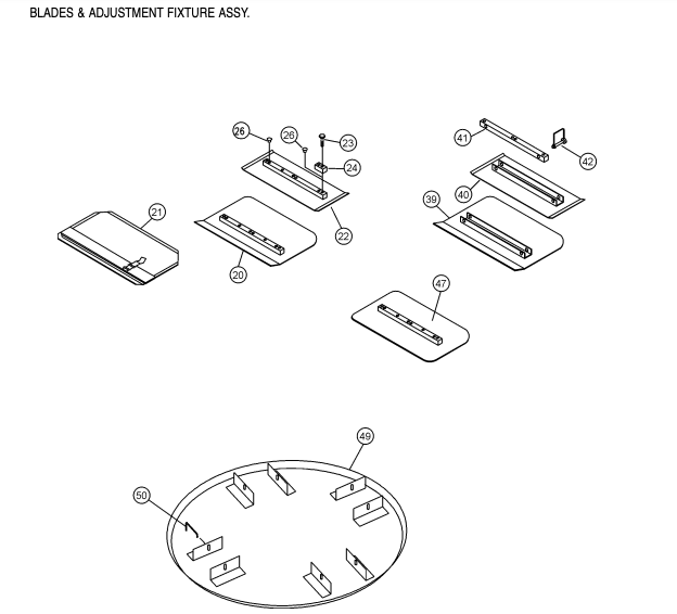 C42H Blade & Adjustment Fixture Assembly. Parts by Multiquip Whiteman