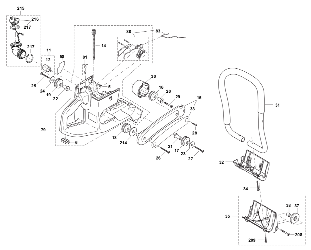 Fuel Tank, Handle Parts For Makita EK8100, PC-8216 Concrete Circular Saw