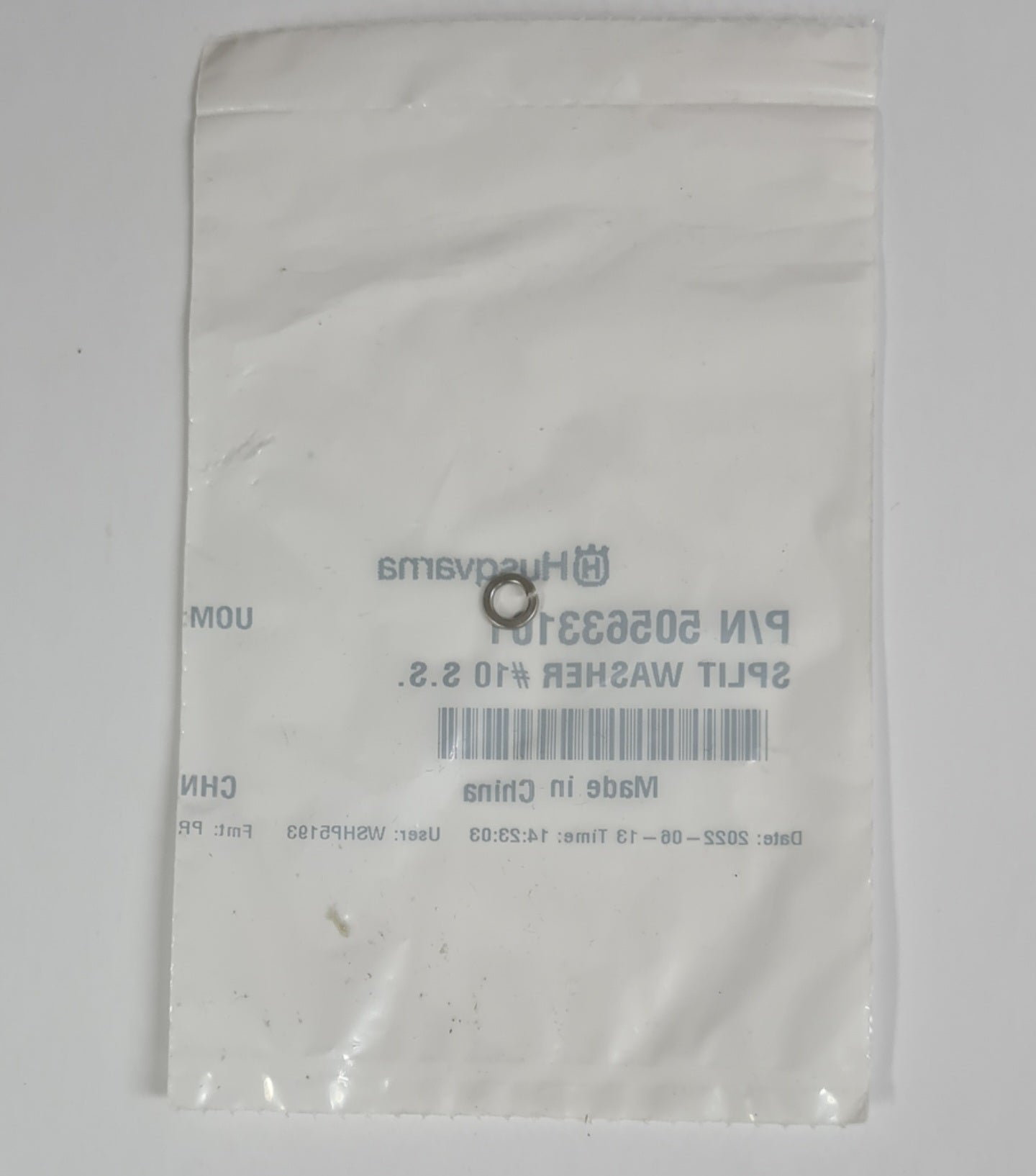 505633101 SPLIT WASHER #10 S.S. FOR EARLY ENTRY SAW BY HUSQVARNA