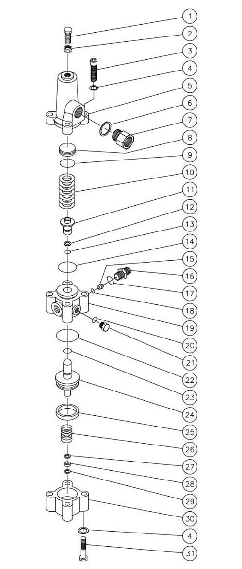 HVS-3005-0K6G/0V6G, HVS-3006-0B7G, HVS-3505-0H6G/OK6G/0V6G/1H6G, HVS-3506-0H6G/0K6G/0M6G/1H6G Unloader Assembly Parts by Mi-T-M.