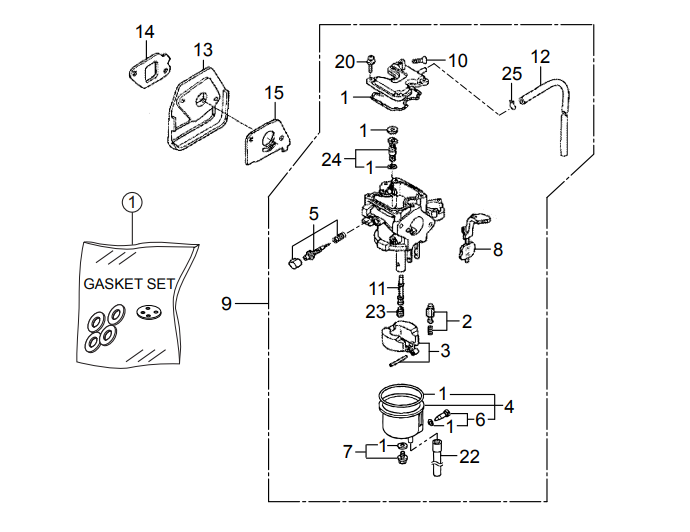 MT77HFR Honda GXR120RTKRB6 Engine- Carburetor Assembly Parts