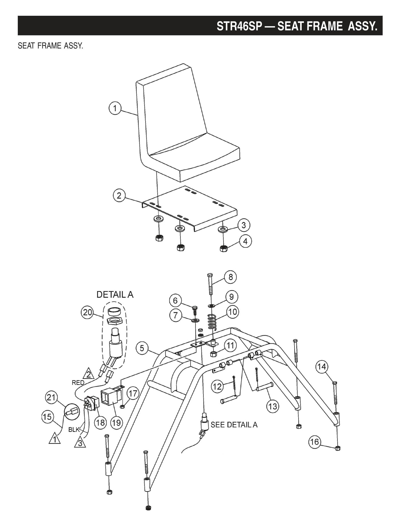 STR46SP STOW-Seat Frame Assembly