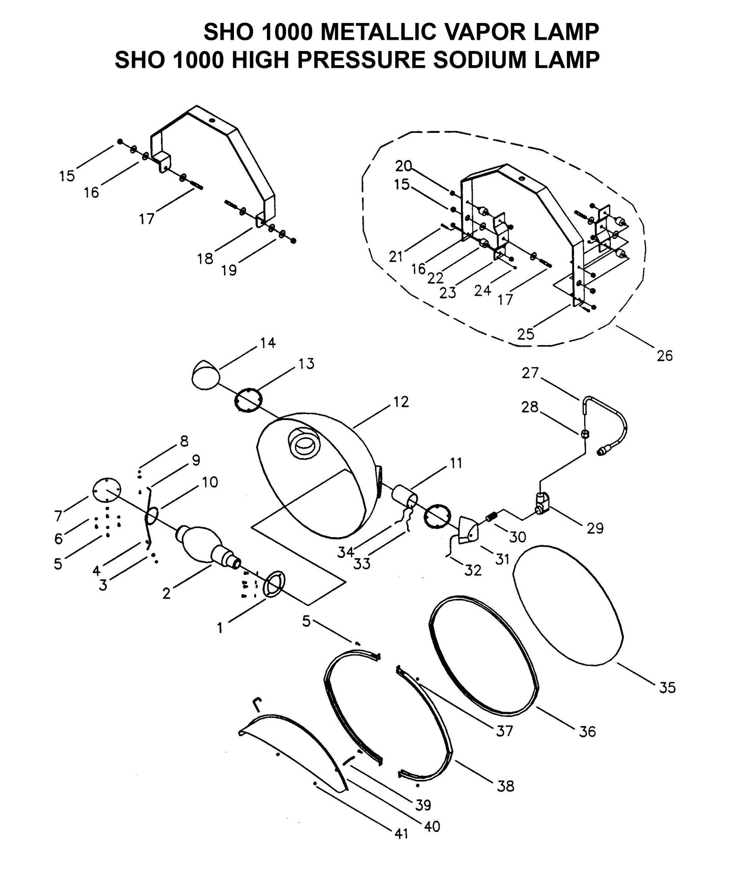 Maxi-Lite Laydown 6-8KW-SHO 1000 Metallic Vapor Lamp/High Pressure Sodium Lamp Parts By Allmand