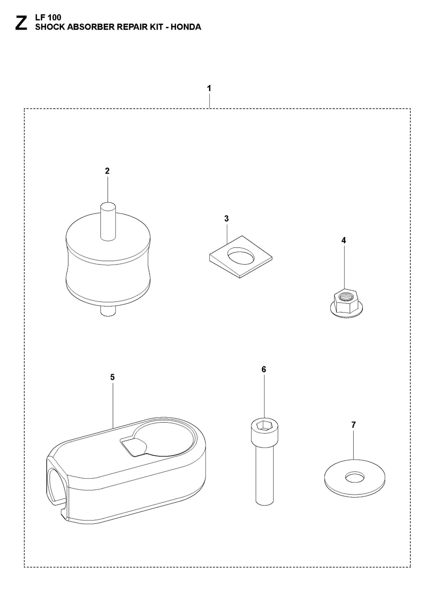 Shock Absorber Repair Kit-Honda Parts For LF 100 L Diesel By Husqvarna