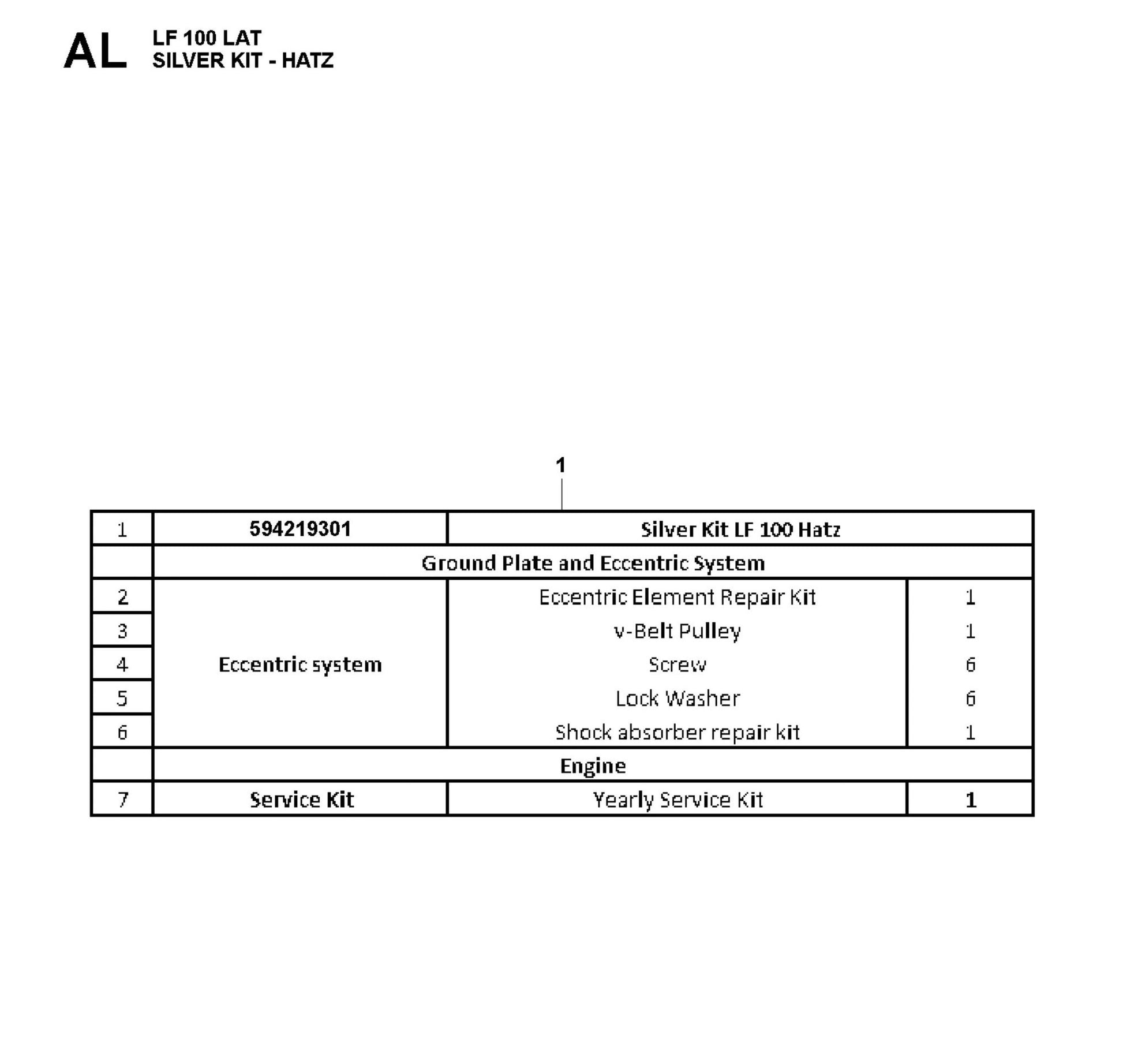 Silver Kit-Hatz Parts For LF 100 LAT Petrol By Husqvarna