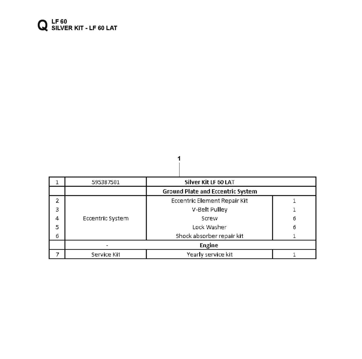Silver Kit Parts For LF 60 LA By Husqvarna