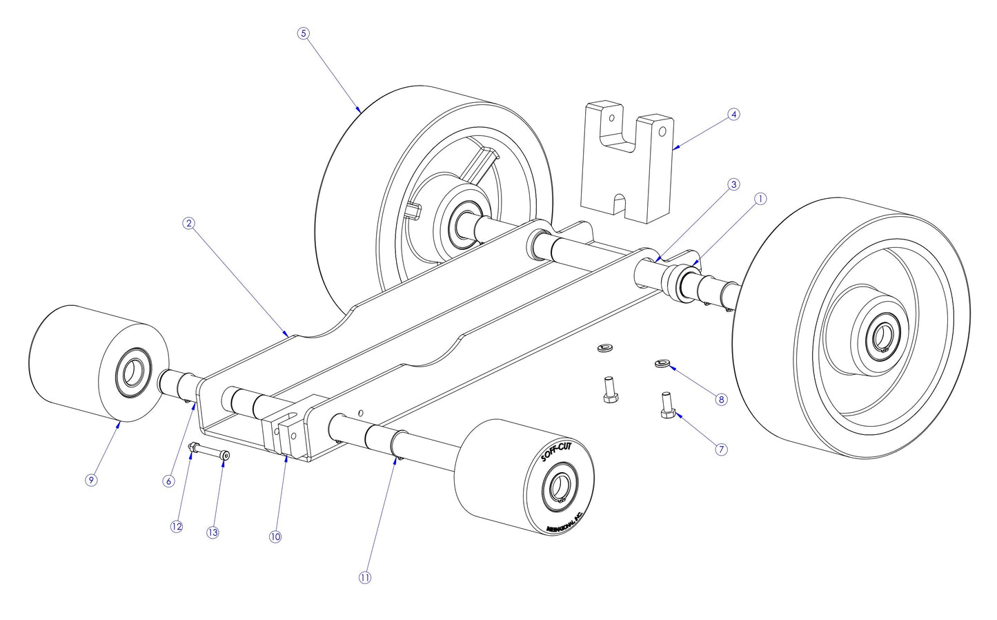 Soff Cut X4000 Front Wheel Carriage Assembly Parts