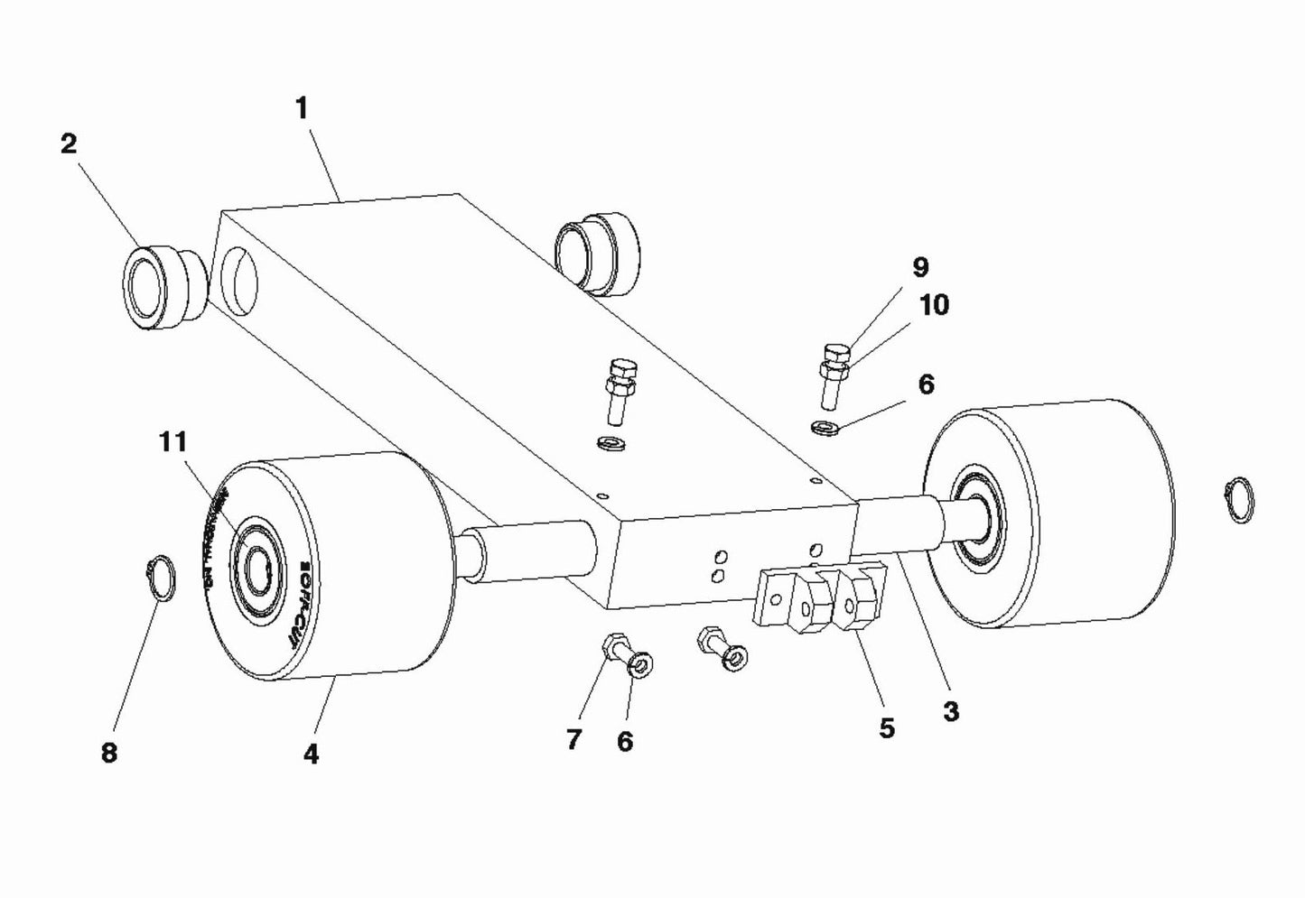 Soff Cut 2500 Front Wheel Carriage Assembly Parts