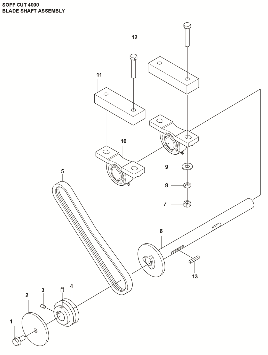 Blade Shaft Assembly Parts For Soff Cut 4000 by Husqvarna