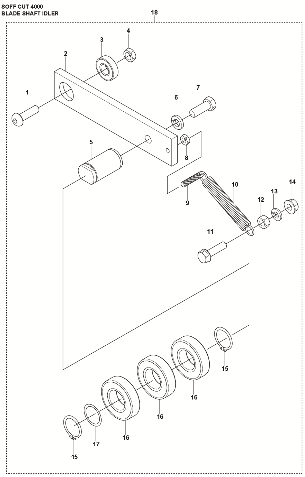 Blade Shaft Idler Parts For Soff Cut 4000 by Husqvarna