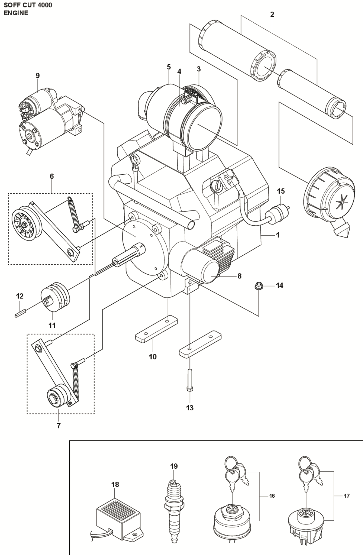 Engine Parts for Soff Cut 4000 Saw by Husqvarna