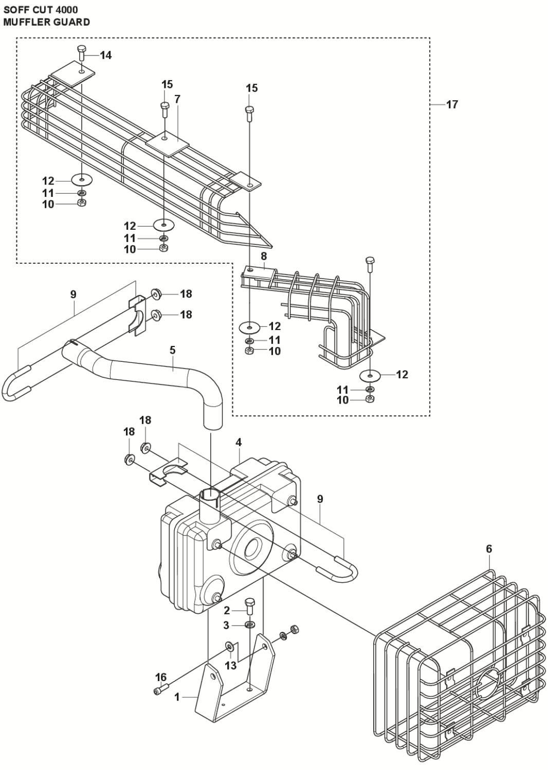 Muffler Guard Parts For Soff Cut 4000 by Husqvarna