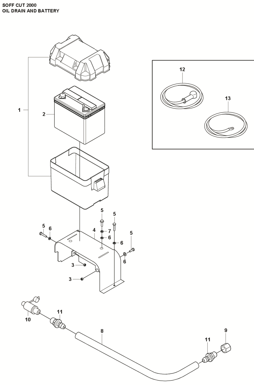 Oil Drain and Battery Parts for Soff Cut 4000 by Husqvarna