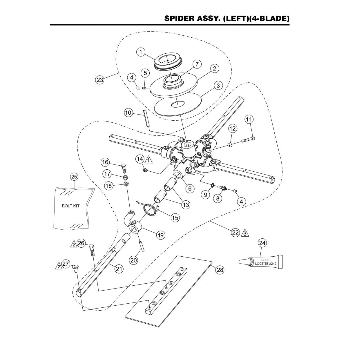 HHNG4 HHNG5 Spider Assembly (Left) (4-Blade)