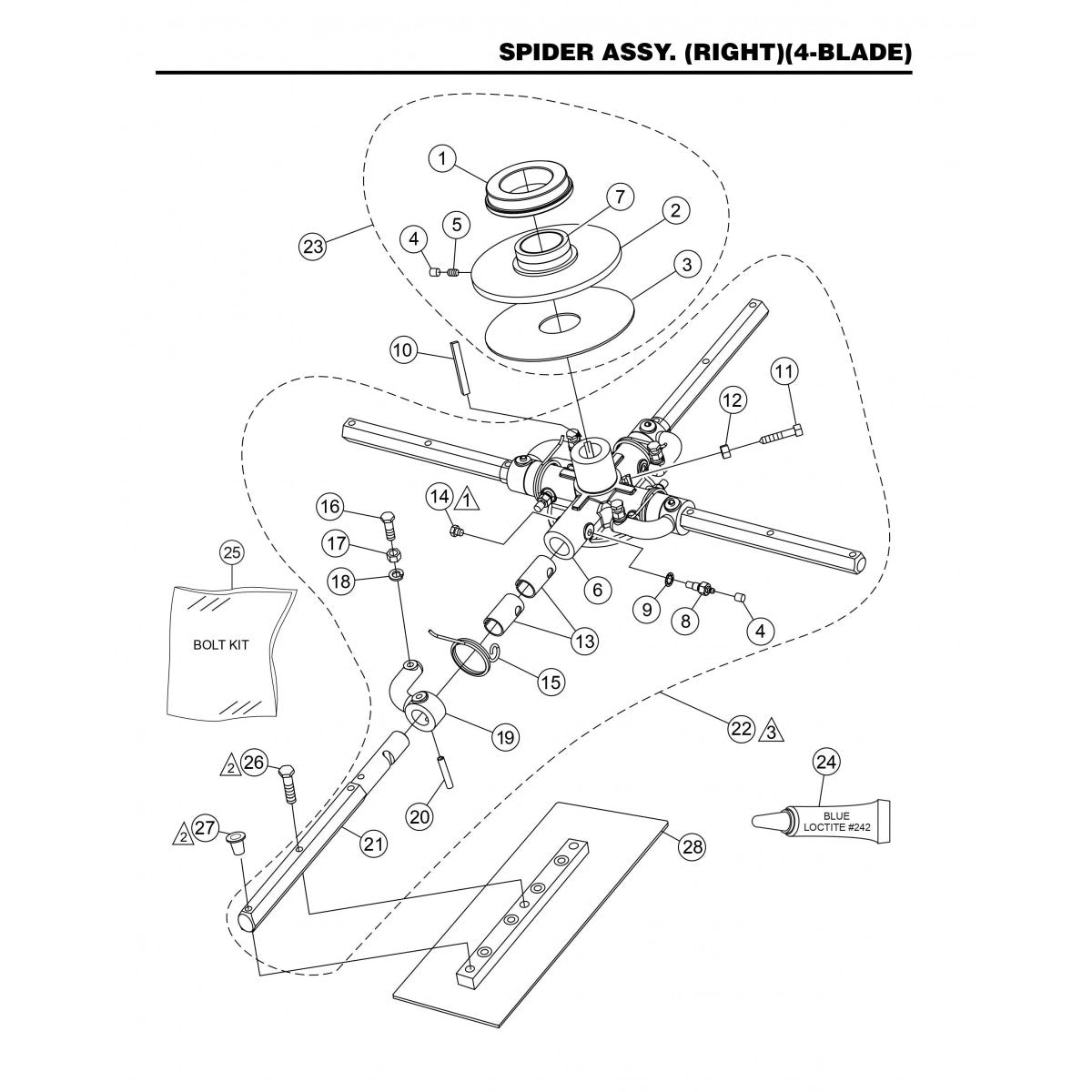 HHNG4 HHNG5 Spider Assembly (Right) (4-Blade)
