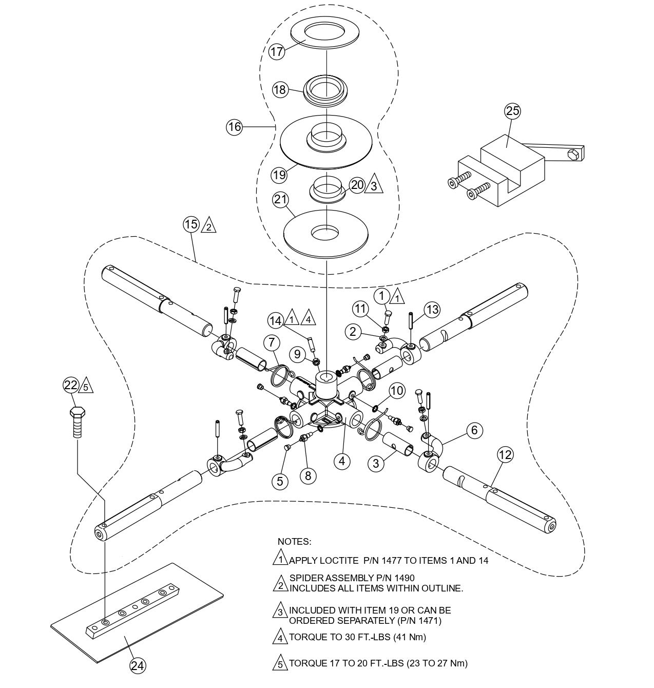Spider Assembly Parts for J36-M30-Series Trowels by Multiquip Whiteman
