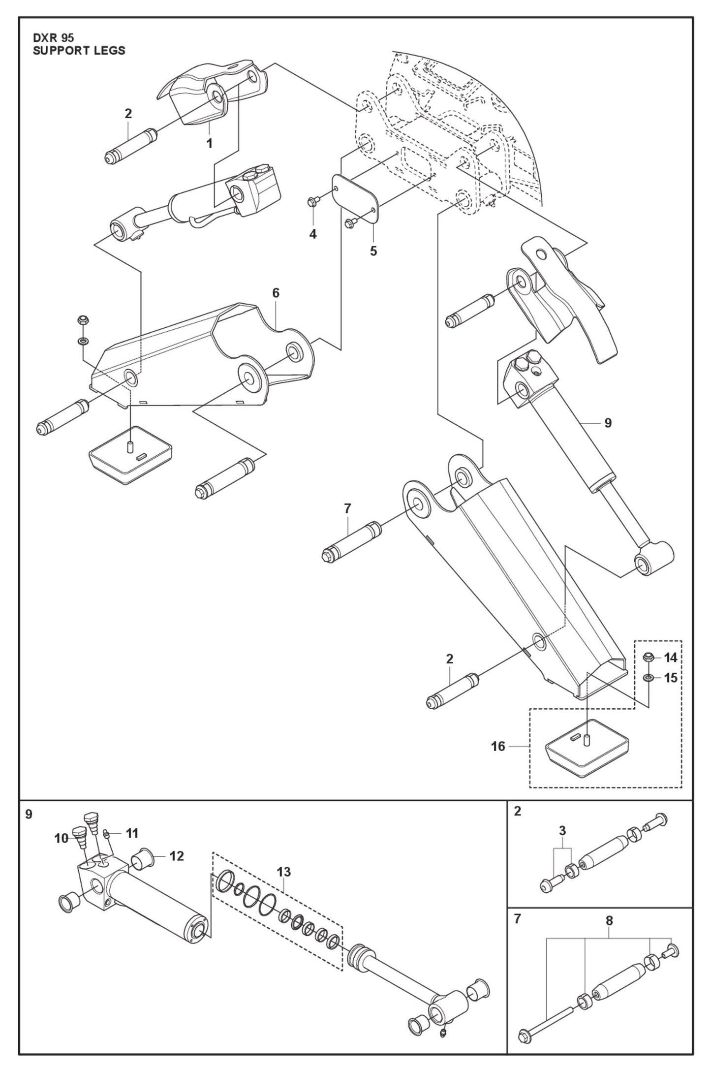Support Legs Parts for DXR 95 By Husqvarna