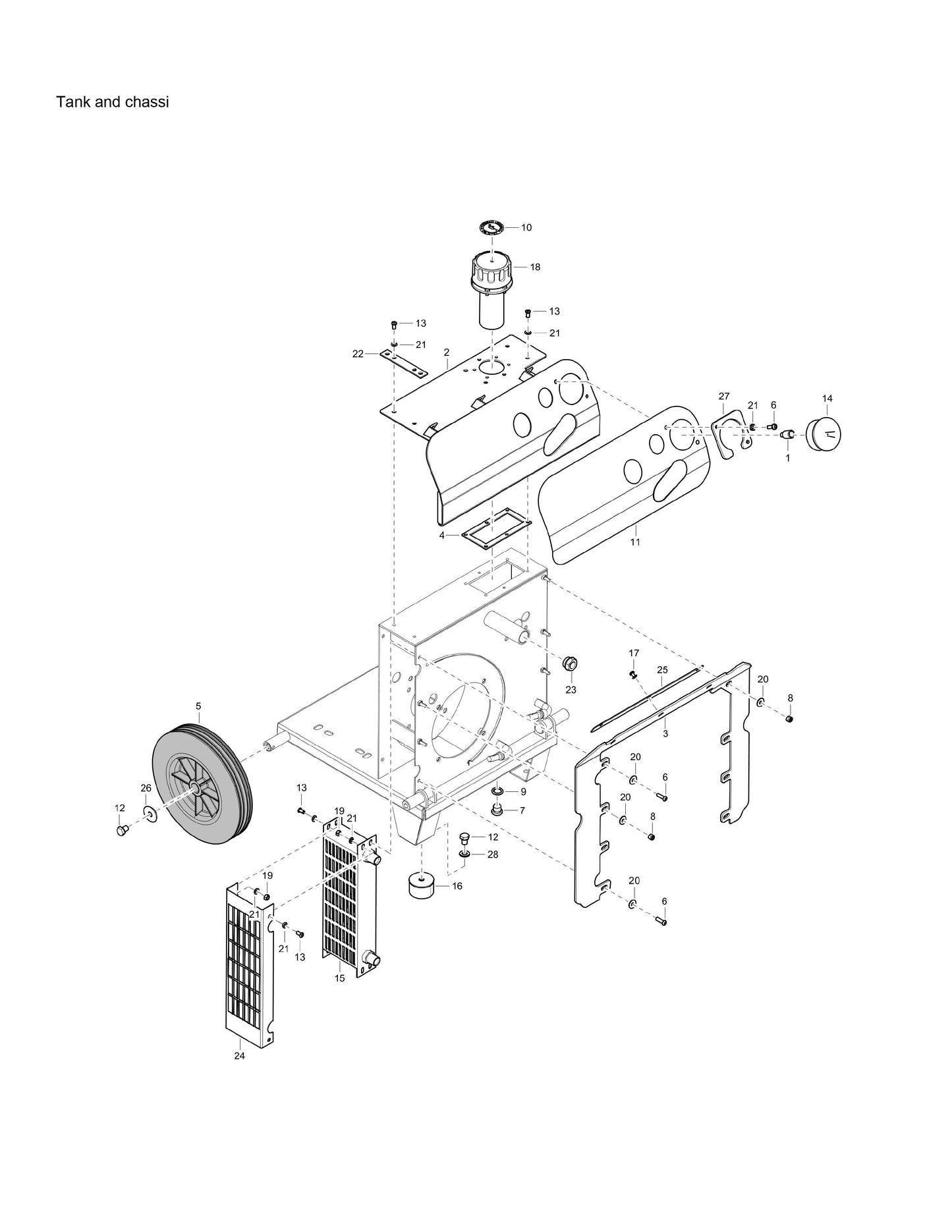 PAC E 6 s/n BGF000001 Hydraulic Power Pack Tank and Chassi Assembly Parts By Chicago Pneumatics