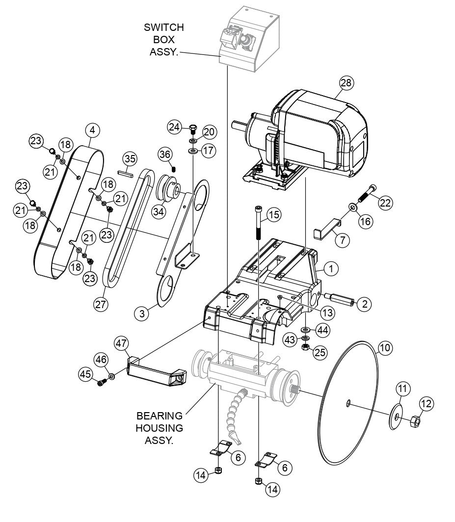 TP24 Tile Saw (Electric Motor) - Cutting Head Assembly Parts