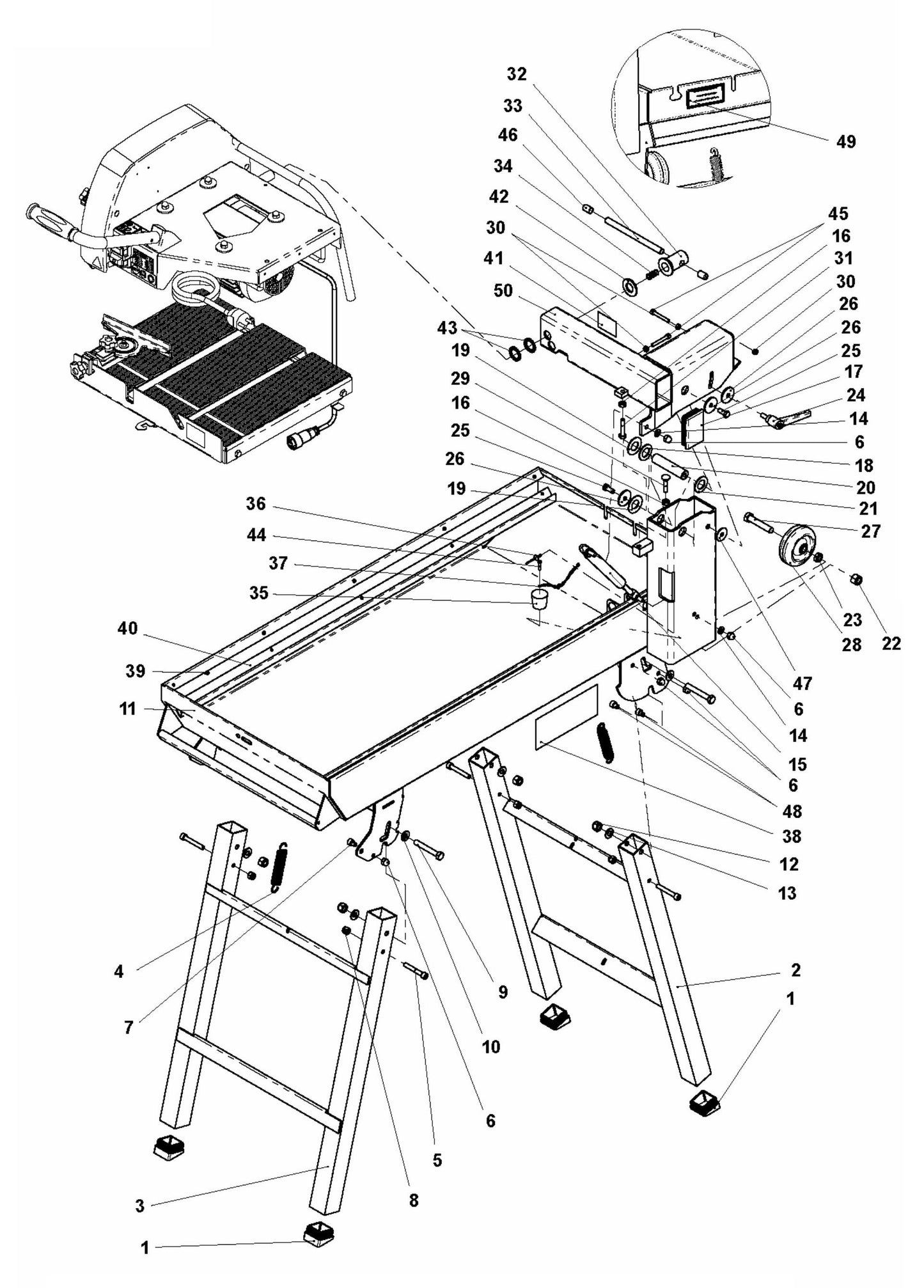 TS 350E Frame Assembly Parts