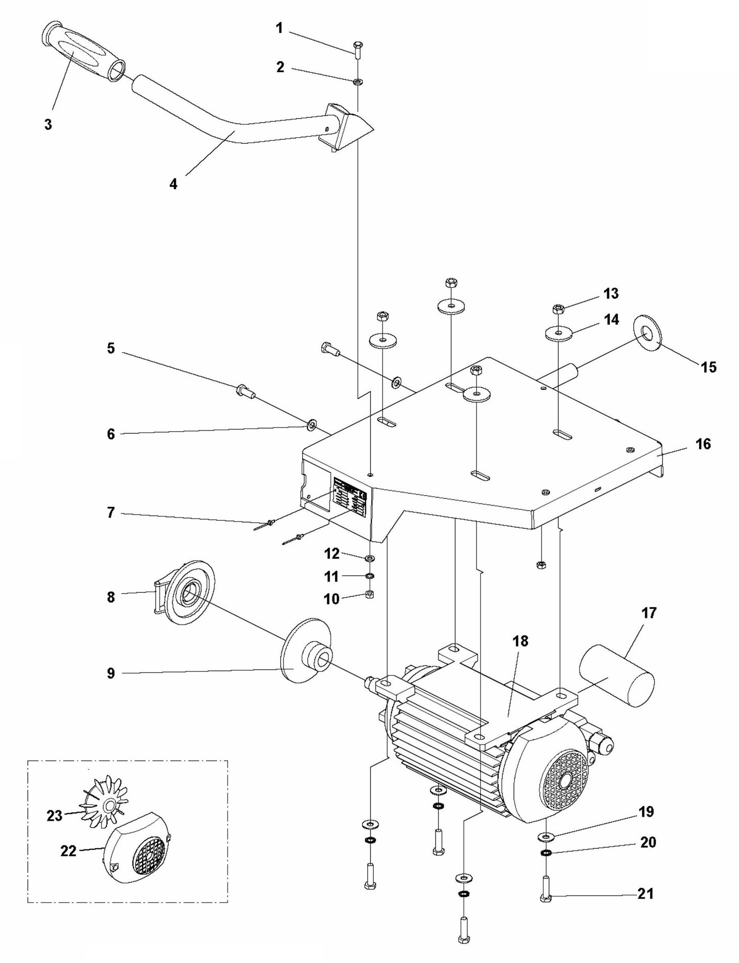 TS 400F Motor and Blade Guards Assembly Parts