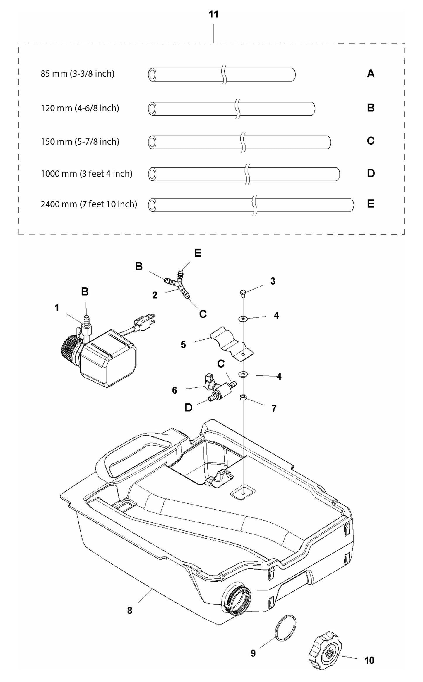 TS 90 Water Tank Assembly Parts