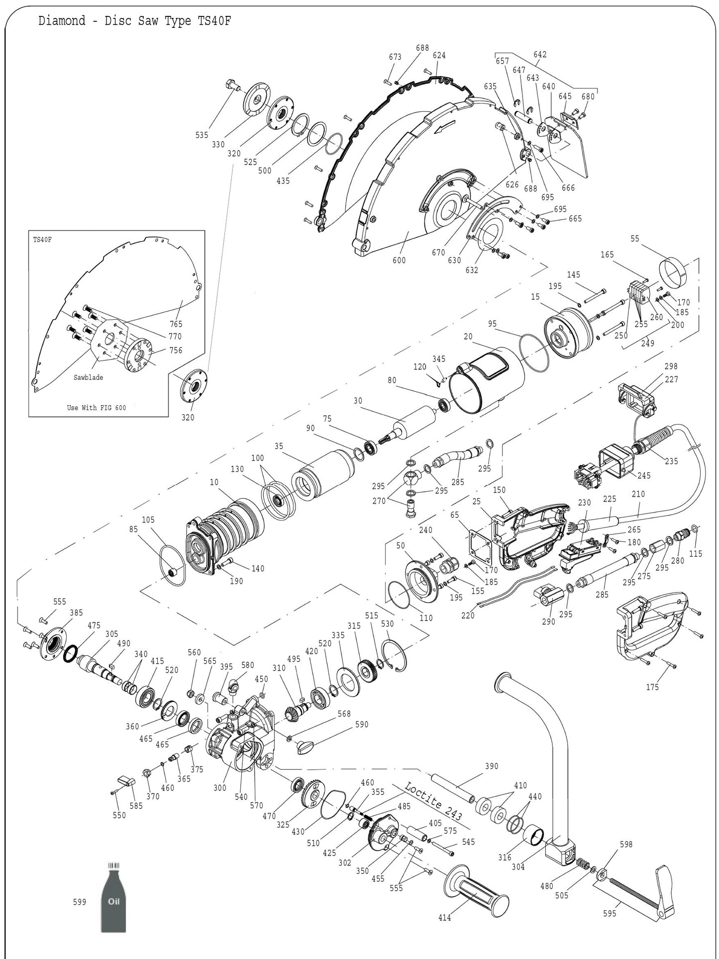 TS40F high cycle hand saw assembly parts