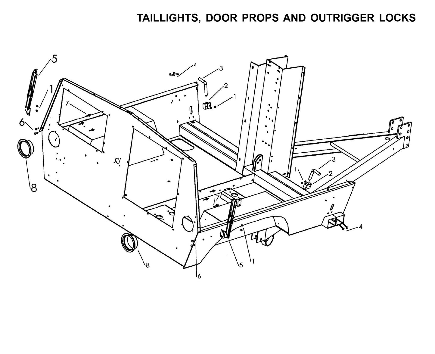 Maxi-Lite 15330 and 20330-Taillights,Door Props and Outrigger Locks Parts By Allmand