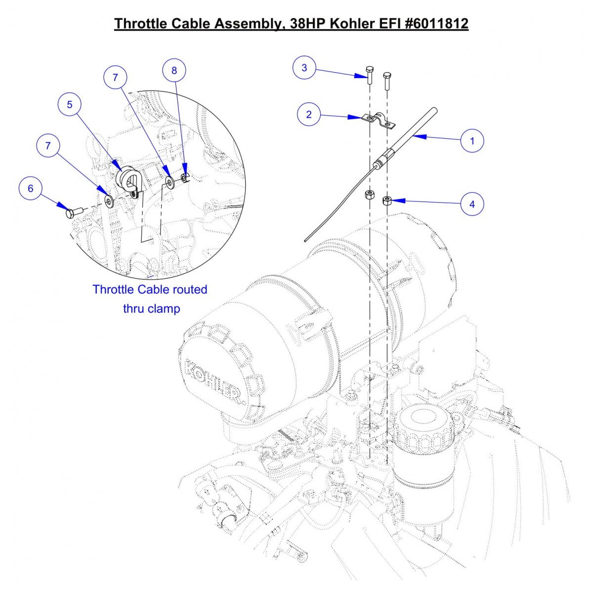 CC3538JK (EFI) Throttle Cable, 38HP Kohler Assembly Parts