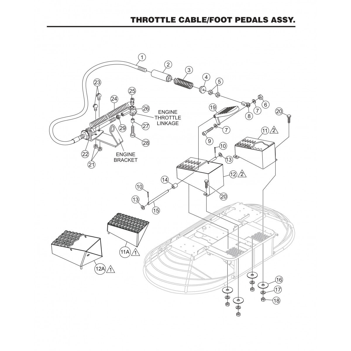 HTN27KTCSL HTN28KTCSL Throttle Cable/Foot Pedals Assembly