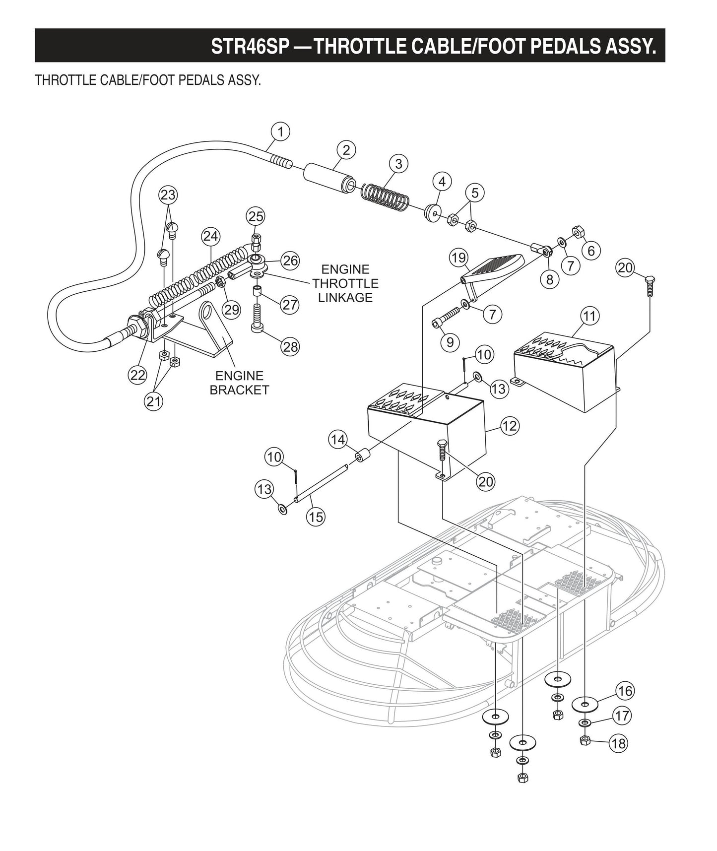 STR46SP STOW-Throttle Cable/Foot Pedals Assembly
