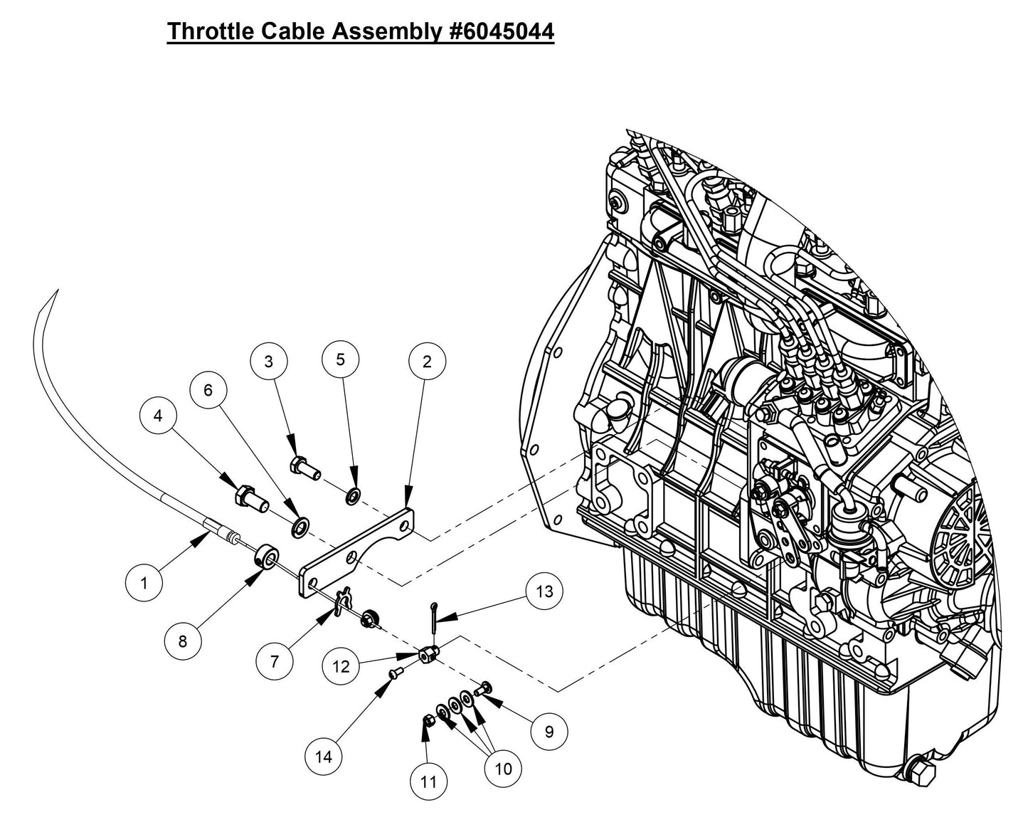 CC4144DXL-3 Throttle Cable Assembly