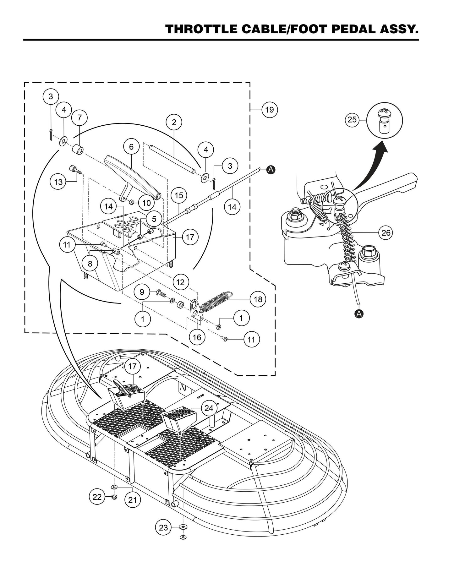 HTNS5S-2 Throttle Cable/Foot Pedal Assembly