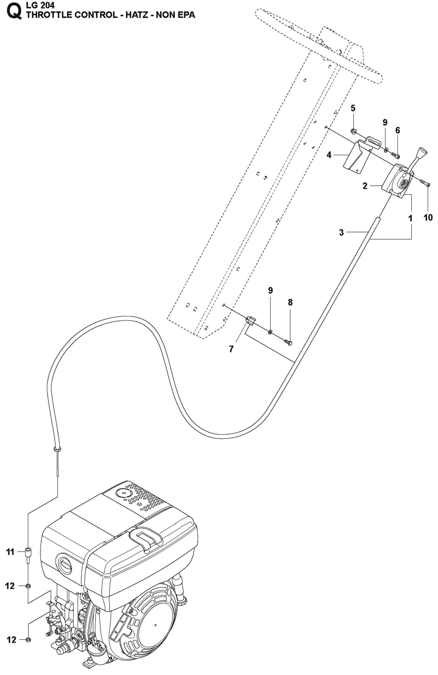 Throttle Control - Hatz - Non EPA Parts For LG 204 Diesel By Husqvarna