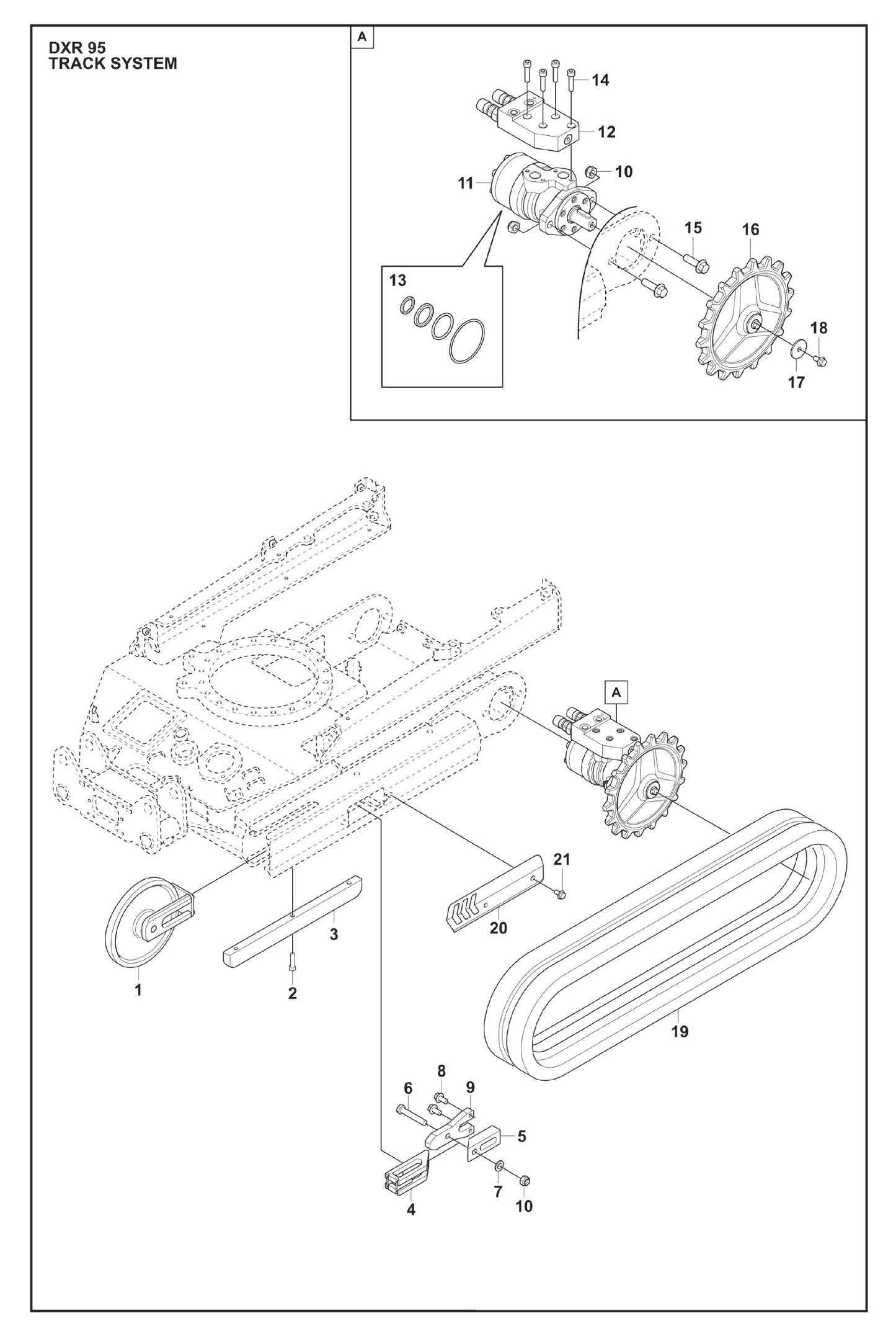 Track System Parts for DXR 95 By Husqvarna