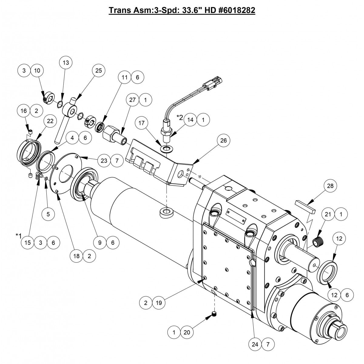 CC6566-3 Trans Assembly parts :3-Spd:33.6'' HD