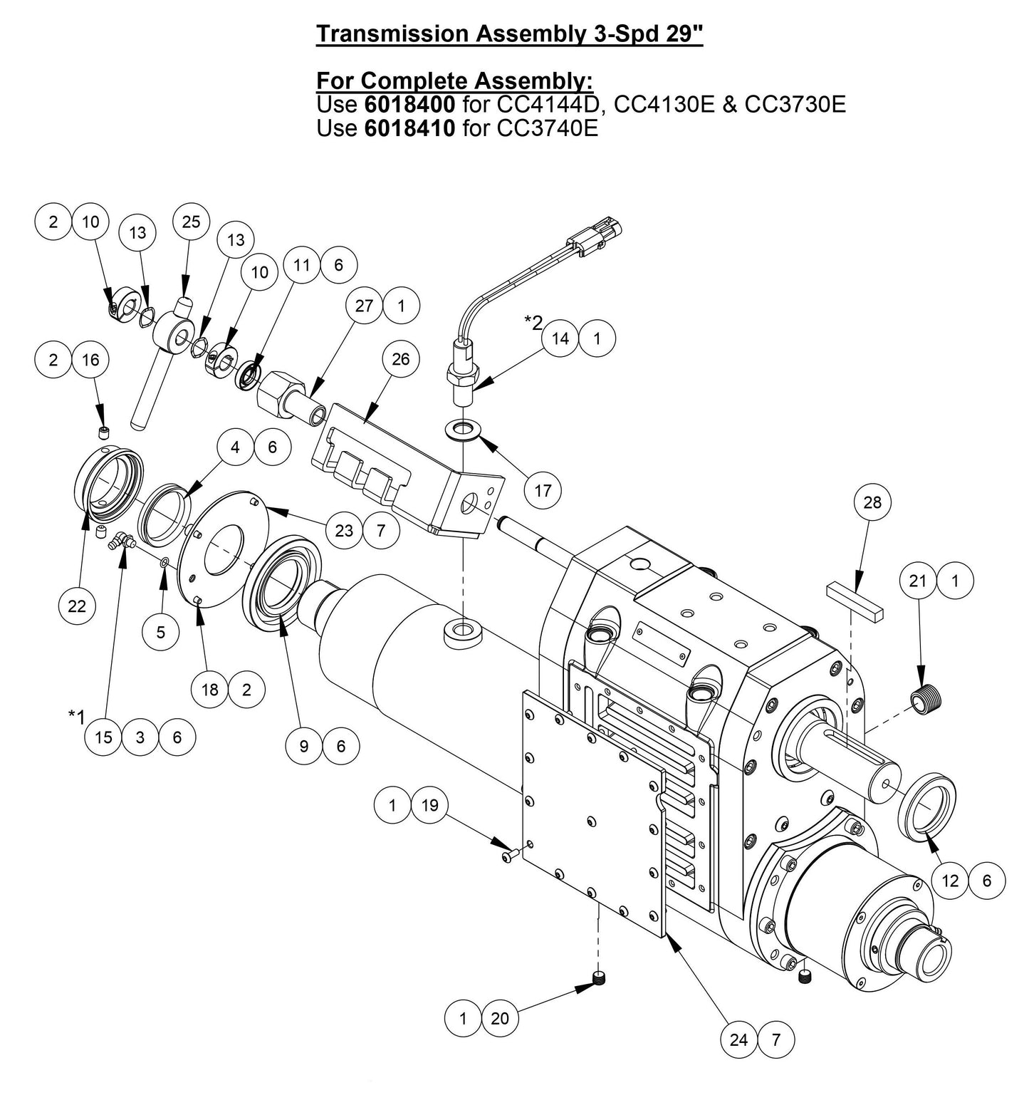 CC3700E-3 Transmission Assembly 3-spd 29''