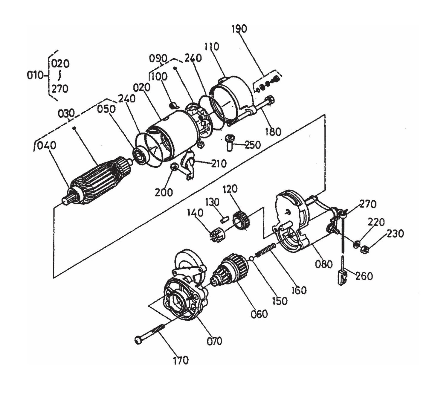 HTH44T KUBOTA V-1505— Starter (Component Parts) Assembly Parts By Multiquip Whiteman