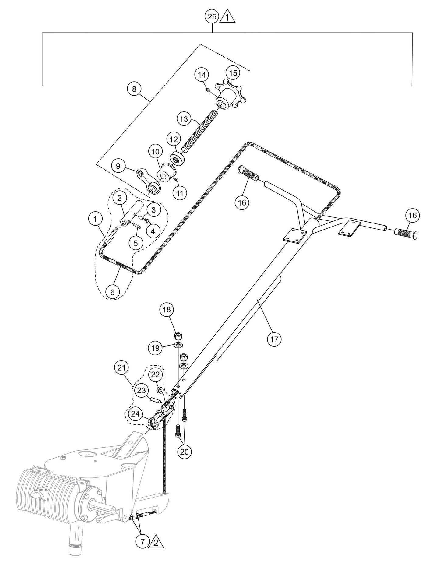J36E2 Control and Handle Assembly Parts by Multiquip whiteman