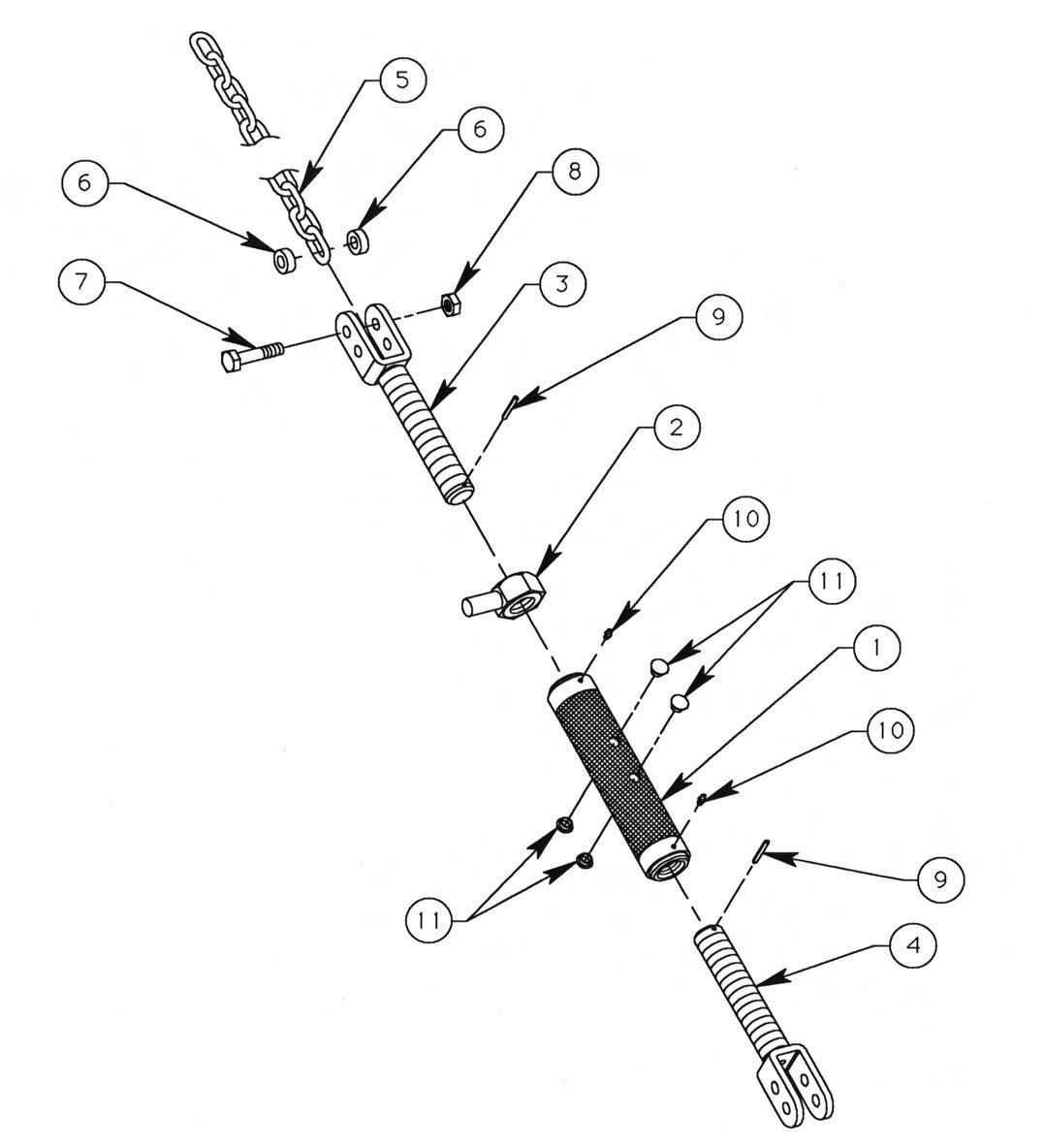 Turnbuckle Assembly M471-12, M471-20, M553-12, And M553-20 Series DIG-R-TACH Parts By General Equiment