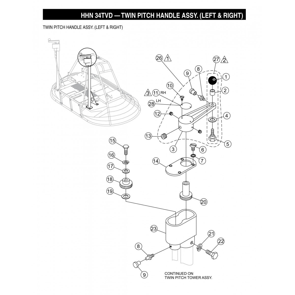 HHN-34TVD Twin Pitch Handle Assembly (Left and Right)