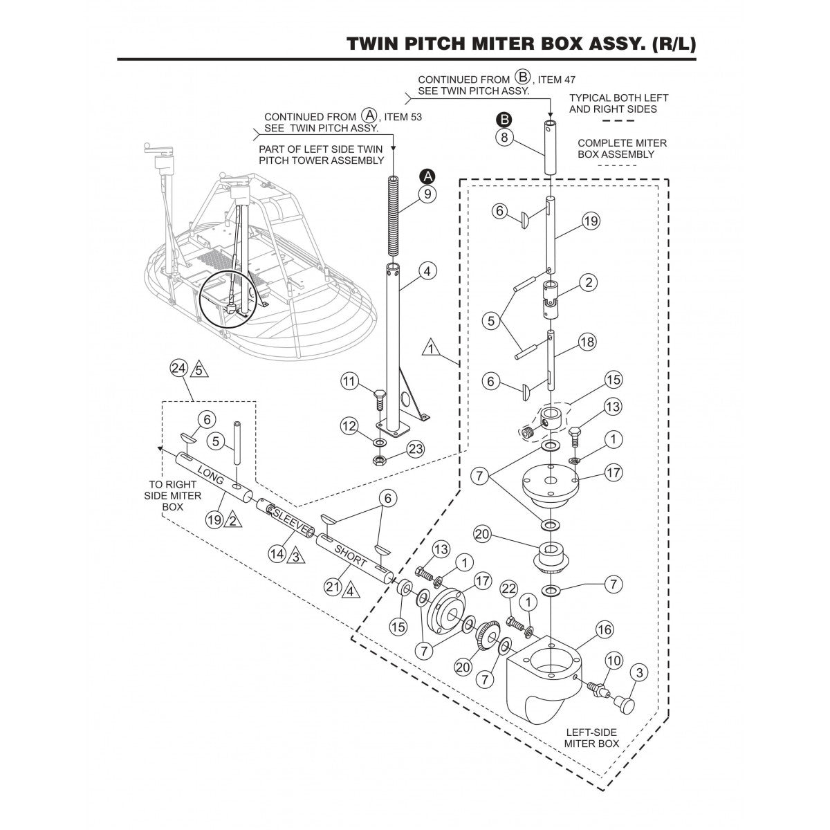 HTN27KTCSL HTN28KTCSL Twin Pitch Miter Box Assembly (R/L)