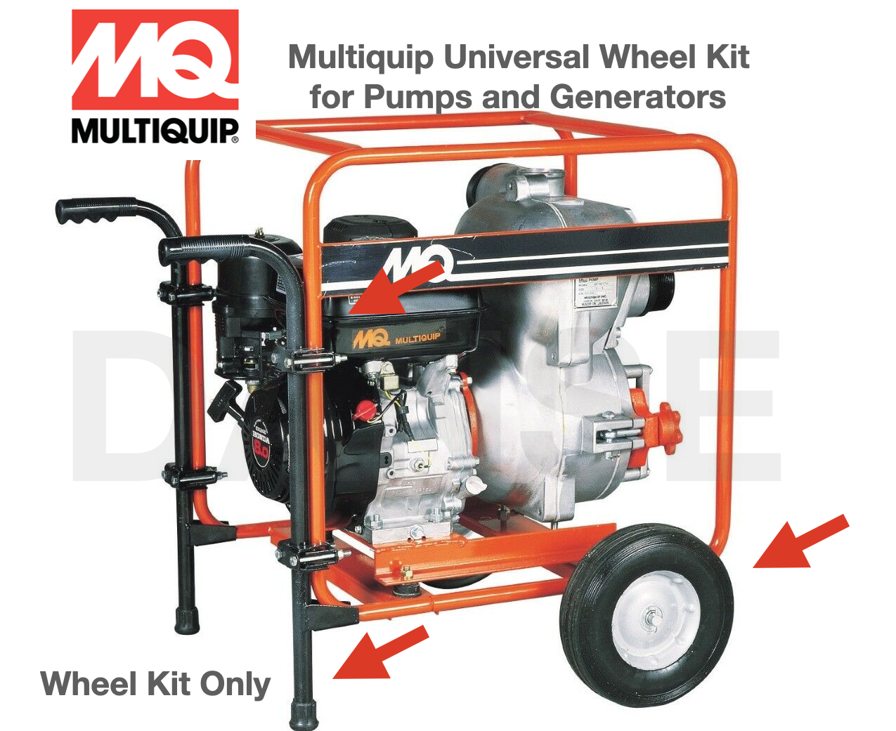 UWKB Wheel Kit, Universal for GA25HR Portable Generator with Honda GX160RT2EMAN Gas Engine by MQ Multiquip
