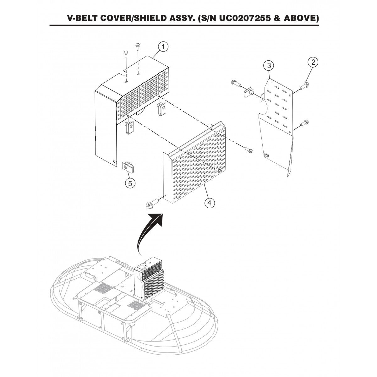 HTN27KTCSL HTN28KTCSL V-Belt Cover/Shield Assembly (S/N UC0207255 and Above)