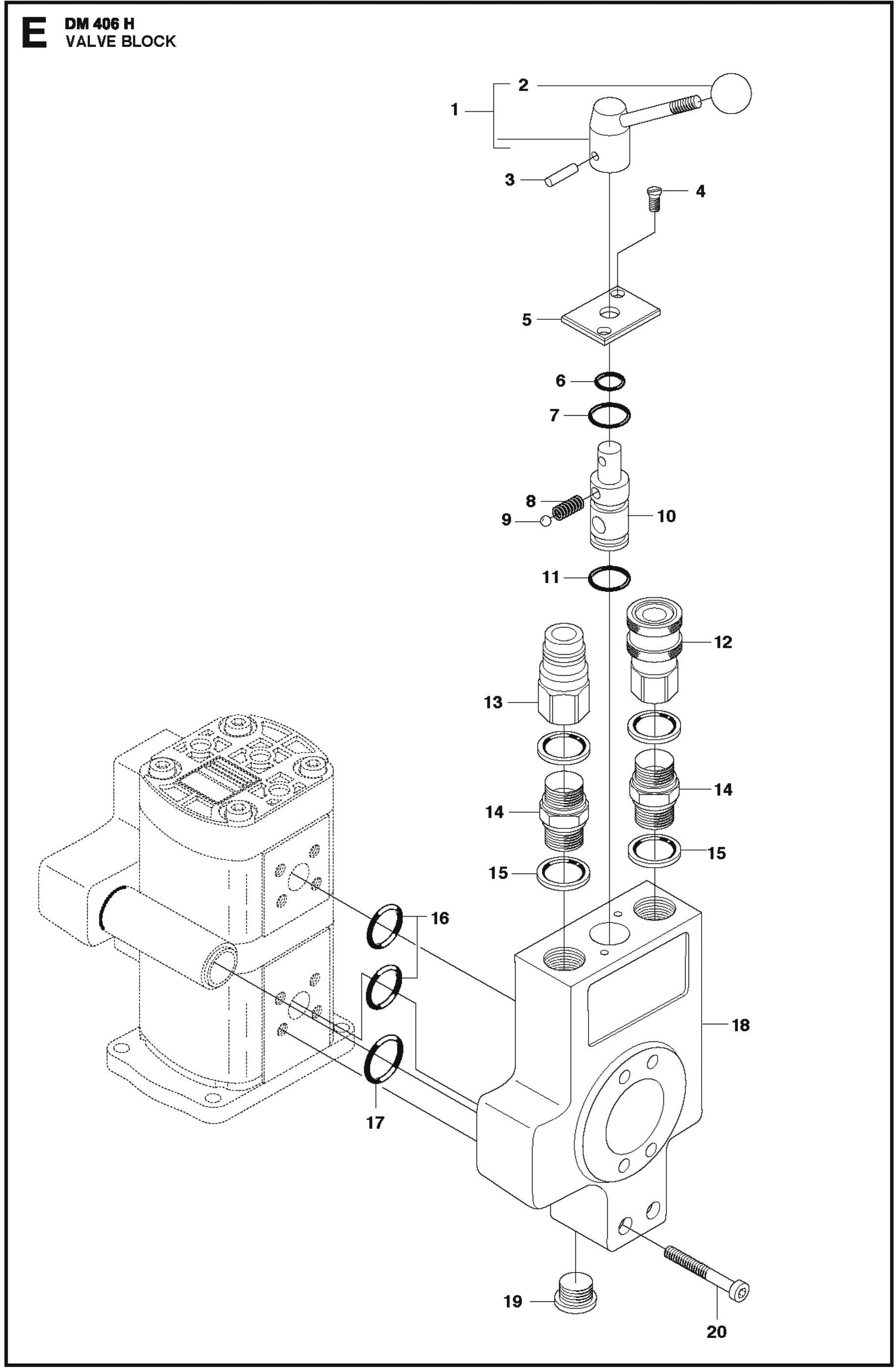 Valve Block Parts For Core Drill Motor DM 406 H By Husqvarna