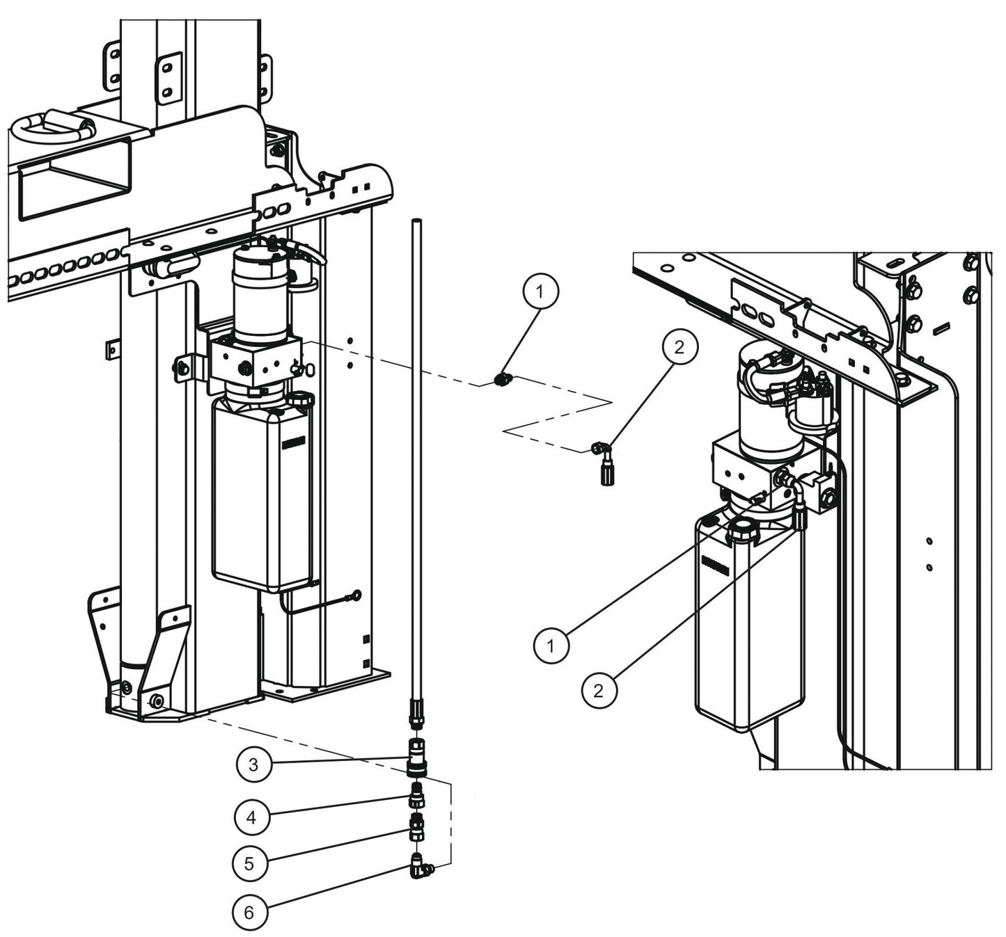 V Series Night-Lite Pro II Vertical Tower Bottom Port Cylinder Quick Disconnect Parts By Allmand
