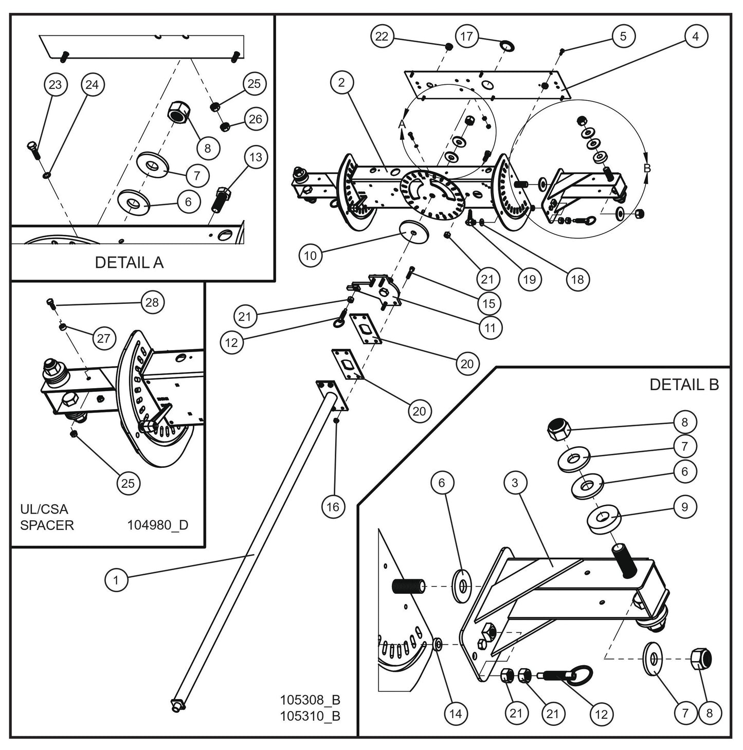 V Series Night-Lite Pro II Vertical Tower Light Bar Parts By Allmand