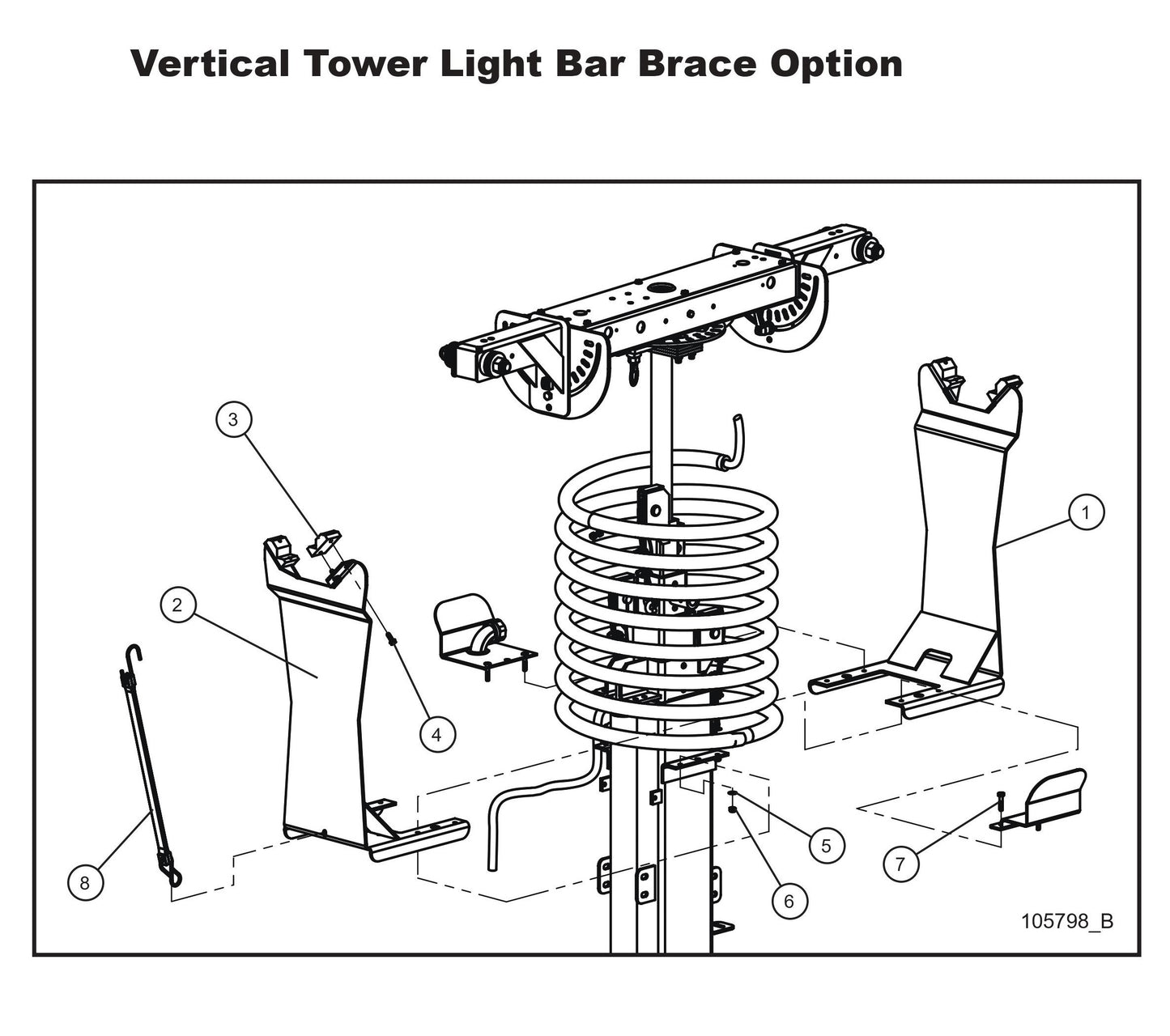 Vertical Tower Light Bar Brace Option Parts By Allmand